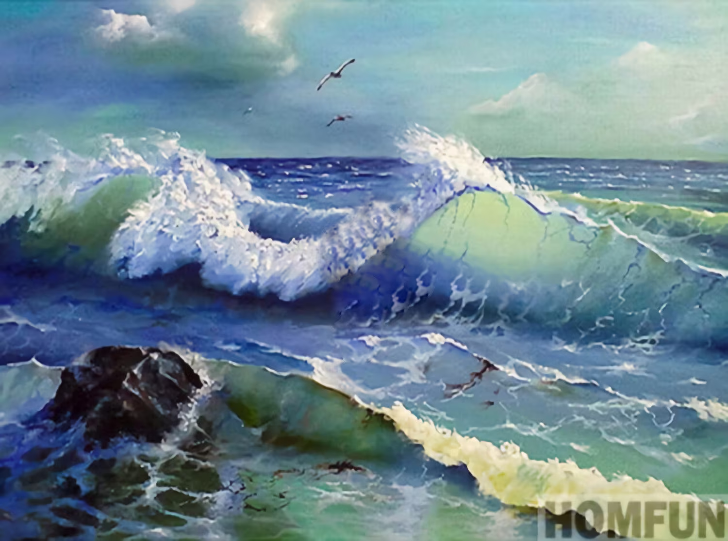 Waves Diy 5D Diamond Painting Kit Full Square & Round Drill