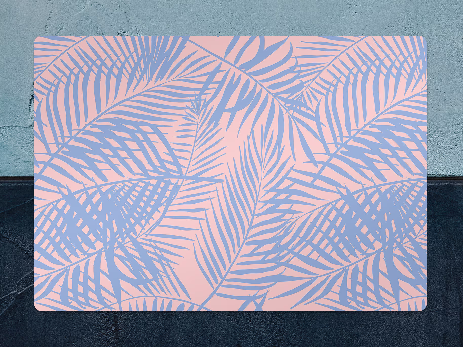 Pale Colors Palm Chair Mat, Blue Splat Pink Vinyl Floor Tropical Protective Flooring, Gift Idea, Splash Mat