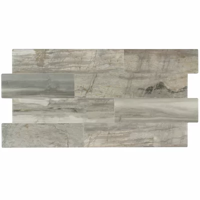 Large Interlocking Glazed Random Sized Porcelain Wood Look Tile in Gray