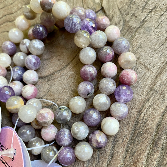 Lepidolite & Pink Tourmaline Grounding Bracelet Bra37