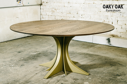 Oak Dining Table/Industrial Furniture Round Modern Handmade