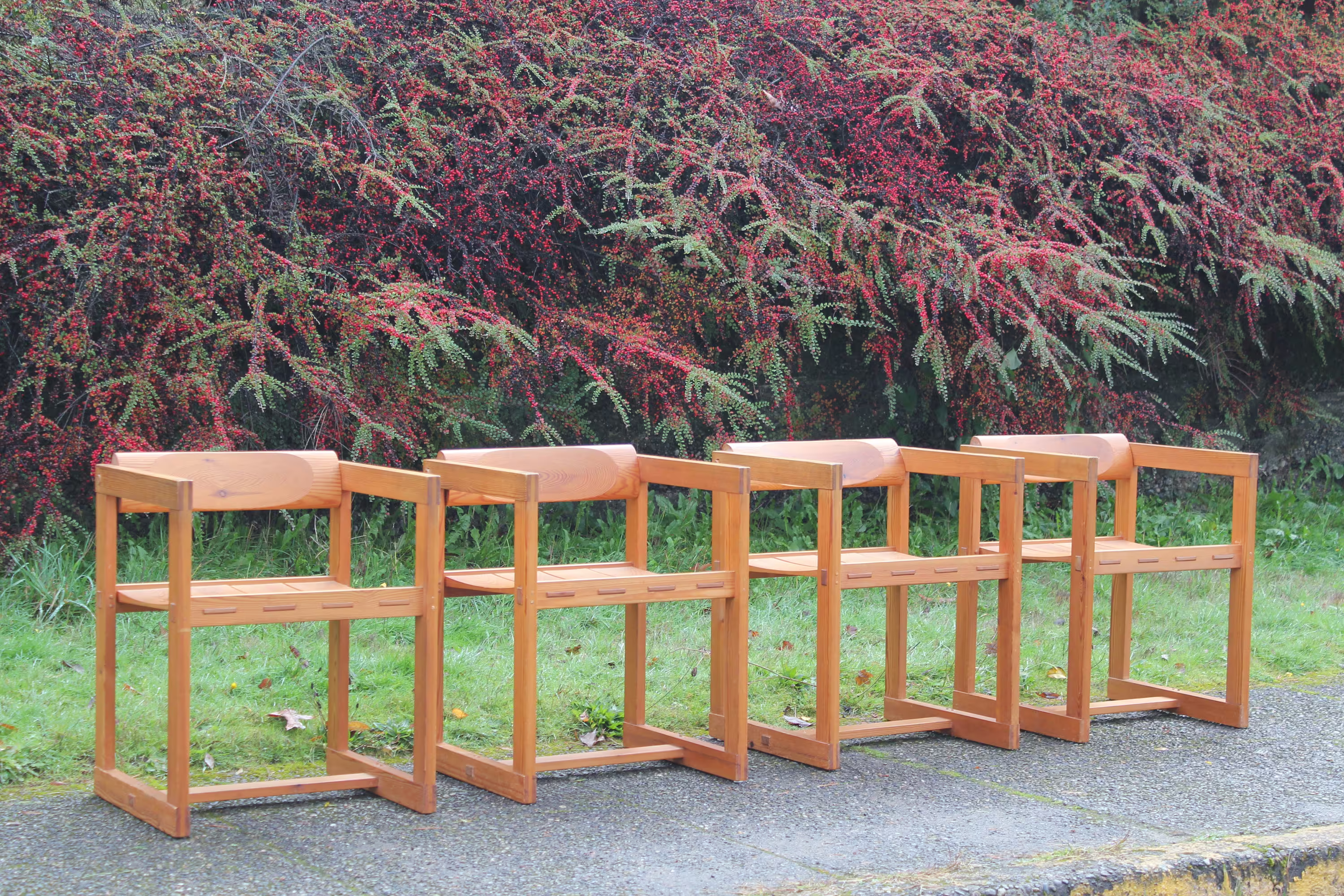 Vintage Norwegian Pine Dining Chairs By Edvin Helseth For Trybo - Set Of 4