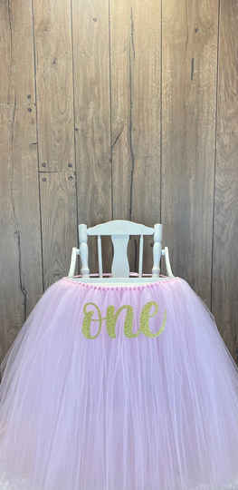 Light Pink High Chair Tutu, Any Color Girls First Birthday Highchair Skirt, 1st Decor, Smash Cake Party, Banner Cover