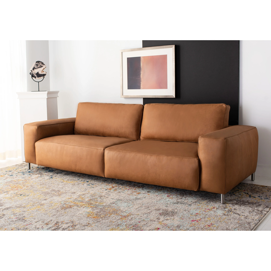 SAFAVIEH Couture Roderigo Top Grain Leather Sofa - 98" W x 42.5" L x 29.1" H