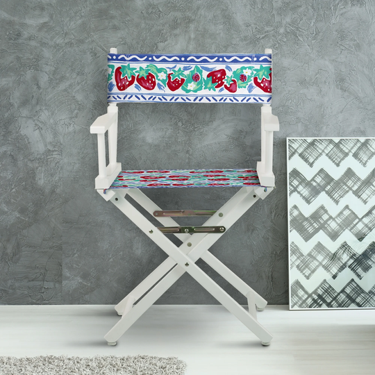 18" Director's Chair White Frame-Strawberry Park - 21.75"W x 17"D x 33.75"H