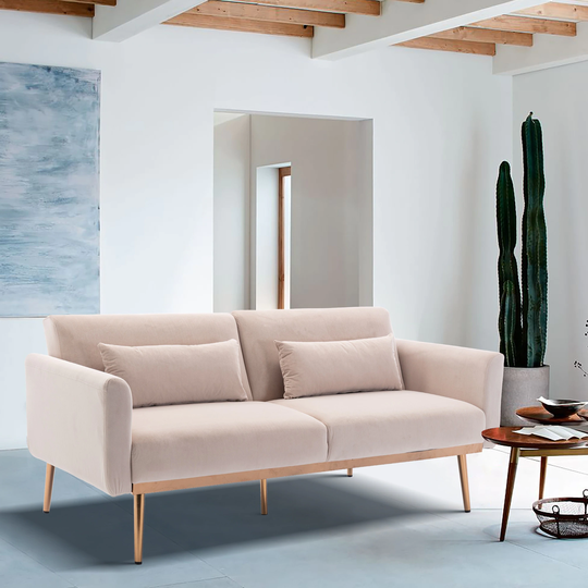 68.5" Modern Loveseat Sofa Comfort Velvet Upholstered Convertible Futon Sofa & Sofa Bed