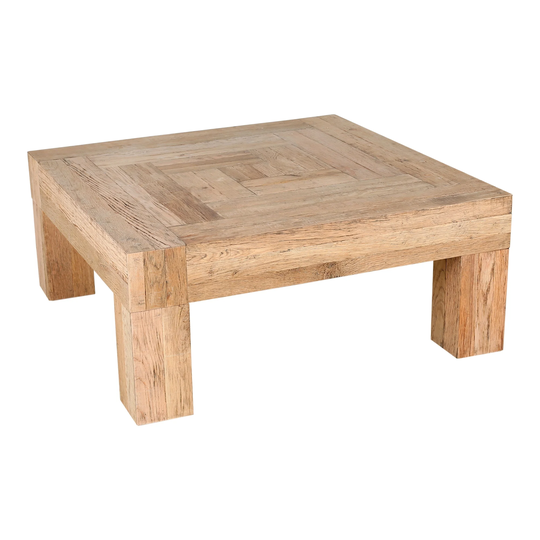 Aurelle Home Eve Rustic Wood Block Coffee Table