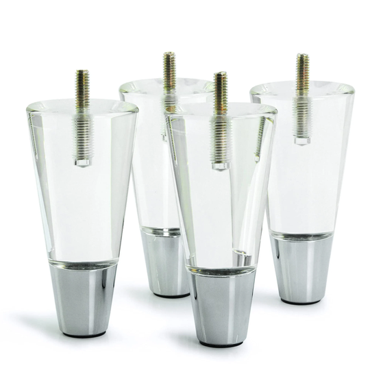 Acrylic Furniture Legs Replacement Sofa Feet Cabinet Modern Clear Decor Diy Tapered Style Set Of 4 Chrome