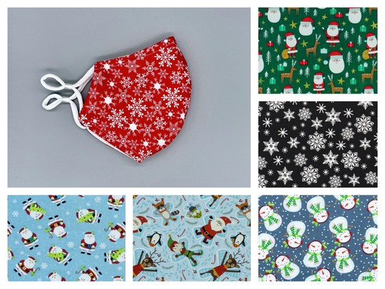 Christmas Face Mask - Adult, Child, Kid, School, Adjustable, Nose Wire, Cotton, Washable, Handmade, Reusable