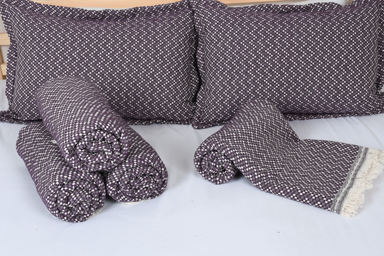 Turkish Bedspread, Sofa Blanket, Designer Blanket With Pillow Covers, 67x75 Inches Couch Cover, Gift Bedcover, Organic Purple Throw