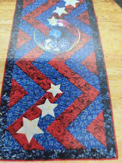 Stars & Stripes Table Runner Quilt Pattern, 52x24, Sturdy Notebook Ready Page, Full Instructions, By Cut Loose Press, Supply