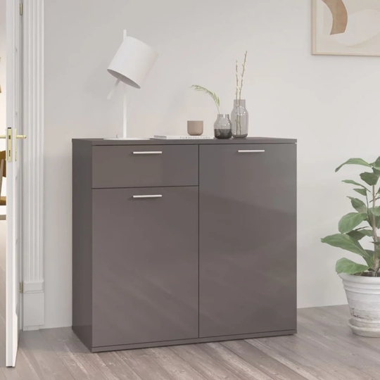 Sideboard High Gloss Gray 31.5"x14.2"x29.5" Chipboard