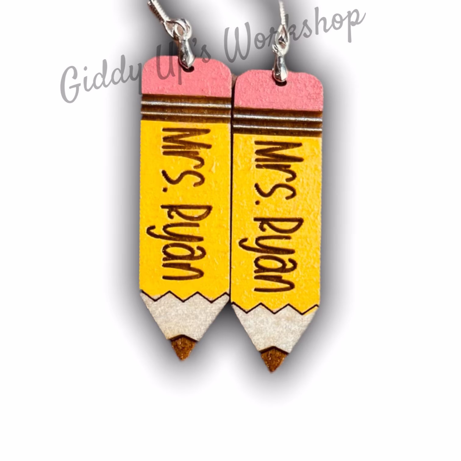 Teacher Personalized Earrings | Pencil Gifts For Retiring Educator Dangle Drop Gift Idea Christmas Pencil Gift
