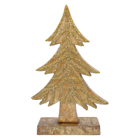 Tannenbaum Tree Table Decor - Gold Sculpture Wooden Modern Style Decors Handmade Decor- Unique Beaded