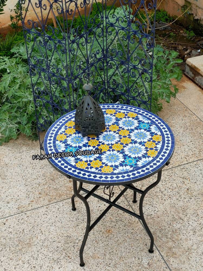 Moroccan Bistro Table Made Of Mosaic, Mid Century Mosaic From Morocco, Handmade Coffee For Outdoor & Indoor Living