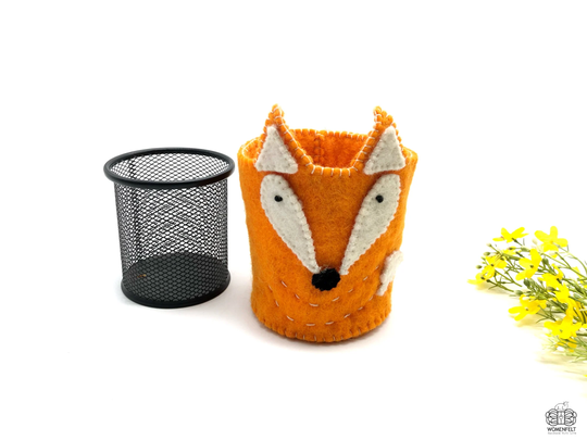 13 cm -Handmade Felted Pen & Pencil Holder Basket -Wool Pencils -Felted Storage Box - Wool Bowl -Ecofriendly