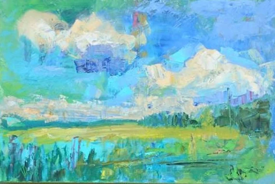 Colorful Landscape Painting On Canvas, Scenery Oil