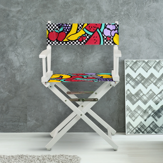 18" Director's Chair White Frame-Mixed Fruit - 21.75"W x 17"D x 33.75"H