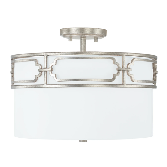 Merrick 3-light Dual Mount Semi-Flush/ Pendant w/ White Fabric Shade