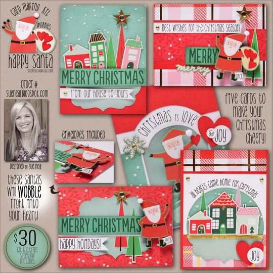 Happy Santa Card Making Kit, Diy Christmas Cards, Wobble Santas, Interactive Village Fun Cards