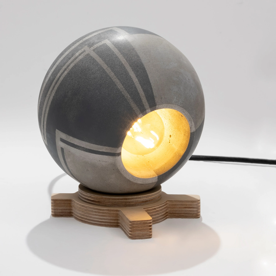Hand-Painted Globe Concrete Table Lamp, Handmade Bedside Industrial Decor, Edison Home Decor