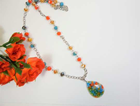 Multi Color Millefiori Teardrop Pendant | N180
