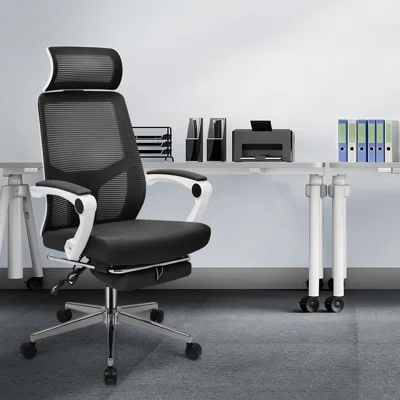 Ergonomic Mesh Office Chair, Adjustable High Back Executive Seat With Headrest & Footrest For Office
