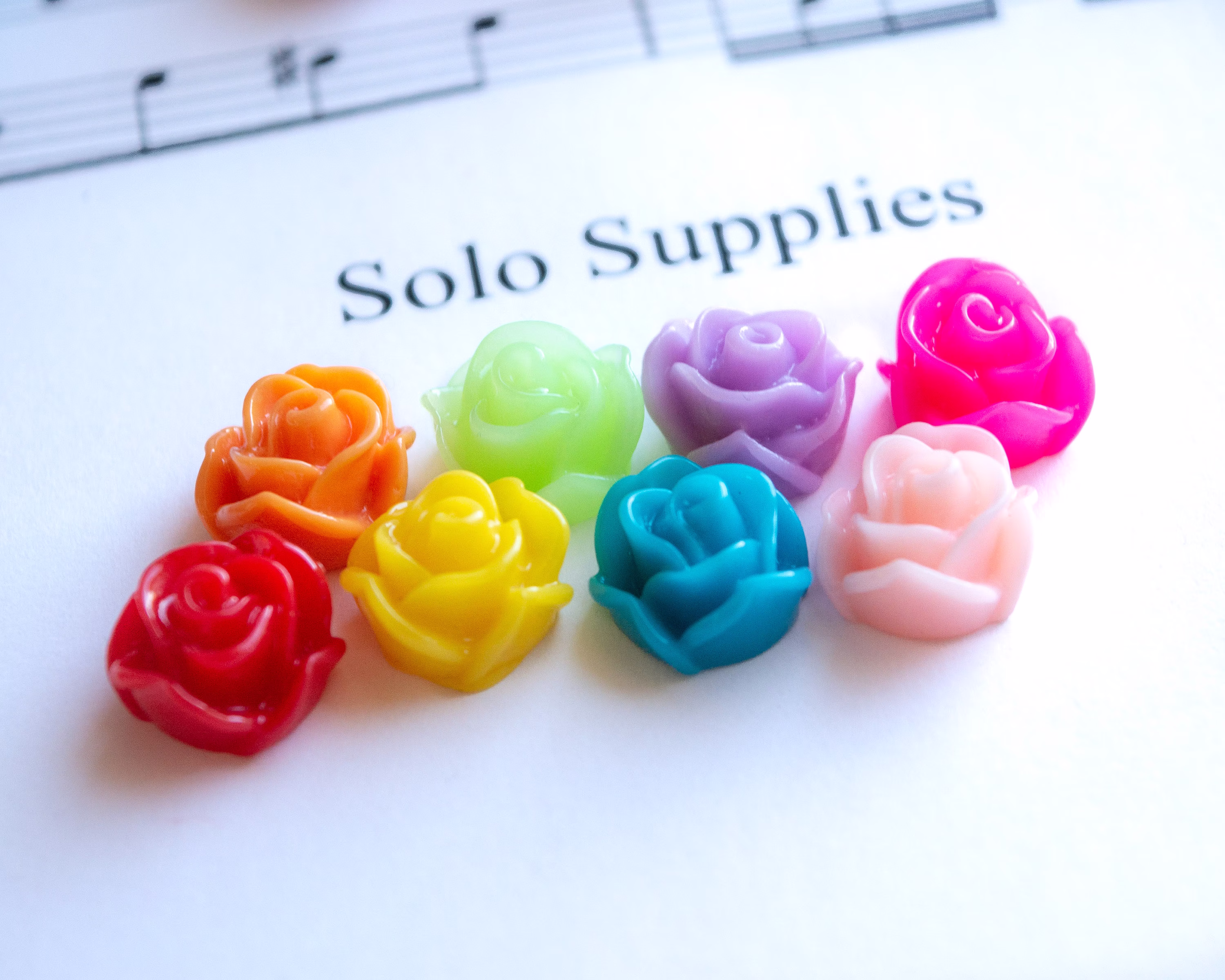 12mm Rose Cabochons, Mixed Colors Glue-On Flatback Pieces, Craft & Jewelrymaking Embellishment, 8mm Thick Resin Buds For Diy, Colorful