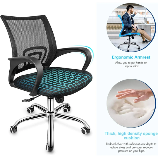 HOME Office Chair Mid-back Ergonomic Desk Chair Computer Chair Lumbar Support Swivel Computer Mesh Chair - N/A