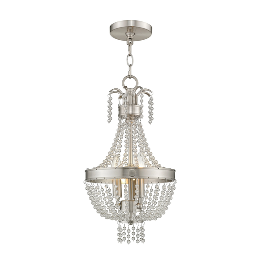 Livex Lighting Valentina Steel, Crystal 18.5-inch High x 10-inch Diameter 3-light Mini Pendant