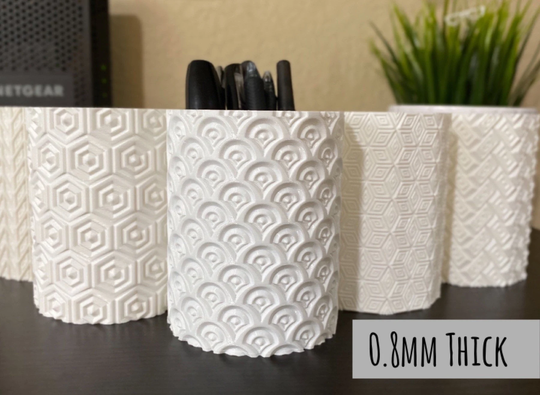 Solid White Pen Holders | Edgy Pencil Cups 3D Printed Cv