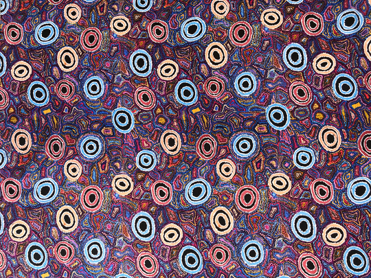 Aboriginal Yumari Dreaming Purple Blue Abstract Quilting Cotton Fabric By 1/4 Or 1/2 Yard, Fat Quarter Fabric, Australian Indigenous Art