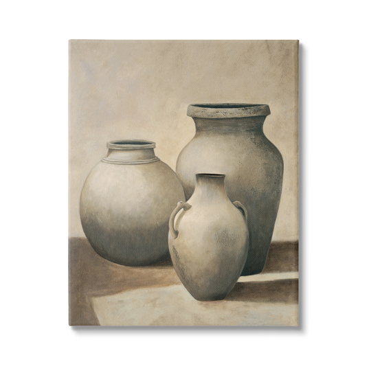 Stupell Industries Clay Plant Pottery Jars Still Life Pencil Sketch Canvas Wall Art - Brown