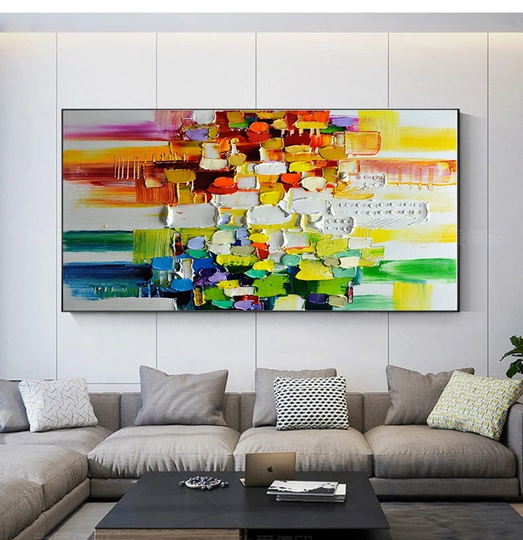 Original Color Block Oil Painting On Canvas Hand-Painted Colorful Wall Decor Large Art Texture Living Room Home