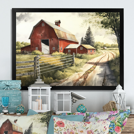 Designart 'Colorful Beach House I' Modern Framed Art Print