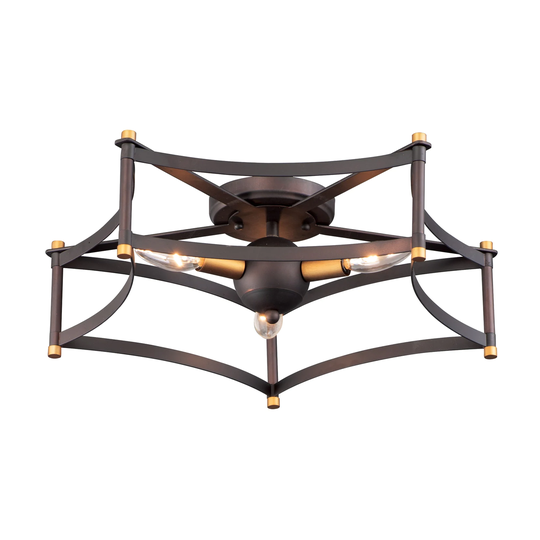 Wellington 19.75" Wide Steel Flush Mount Ceiling Light - oil rubbed bronze / antique brass