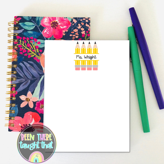 Pencil Personalized Teacher Notepad, Apple Appreciation Gift, Gifts For Teachers, Back To School Gift