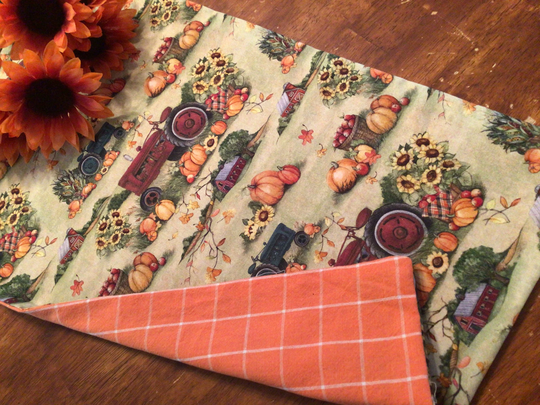 Fall Table Runner Pumpkin Fall Sage Farmhouse Tractor Tablerunner Thanksgiving Autumntablerunner