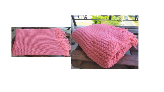 Handmade Crochet 80's Cotton Sofa Cover Couch Blanket Made Greece Boho Bohemian Traditionally Natural Throw Unused Vintage