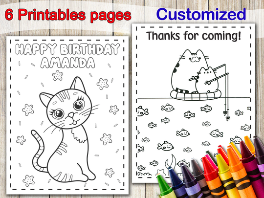 Cute Cats Kitten Cat Coloring Pages, Kids At Home Activities, Party Favor, Cats Book, Kawaii Kitty Pages