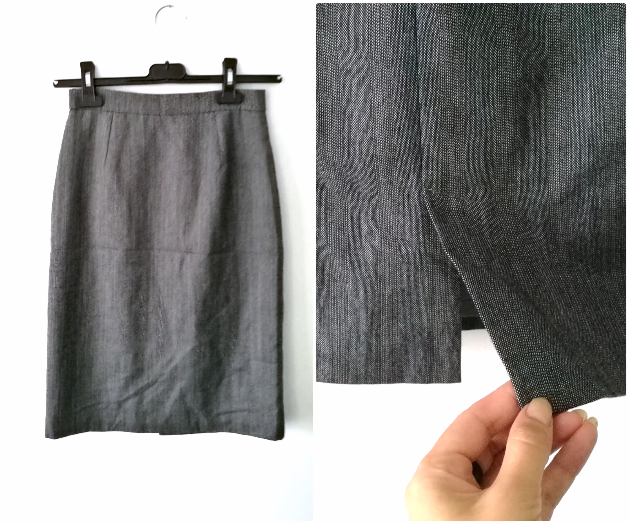 Classic Grey Pencil Skirt/90S High Waisted Work Secretary School Business Suit - S