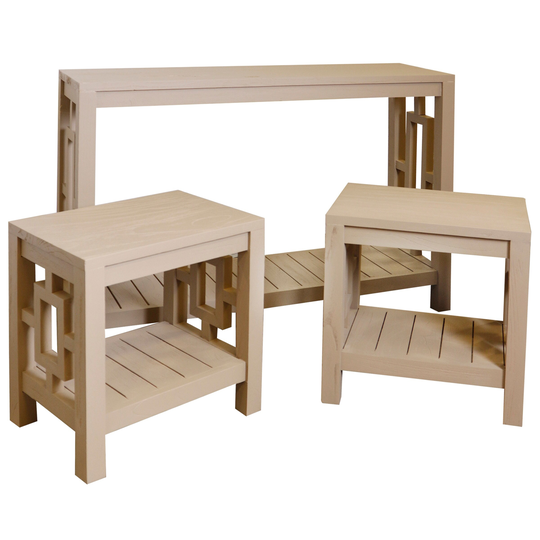 Elyse - 3-Pc. Nest Set, Parson Style Console Table, Two Matching Side Tables - Solid Mindy Wood - Brown Finish