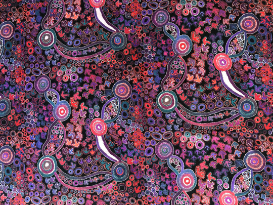Aboriginal Art Emu Dreaming Abstract Blue Quilting Cotton Fabric By 1/4 Or 1/2 Yard, Fat Quarter Fabric, Australian Indigenous