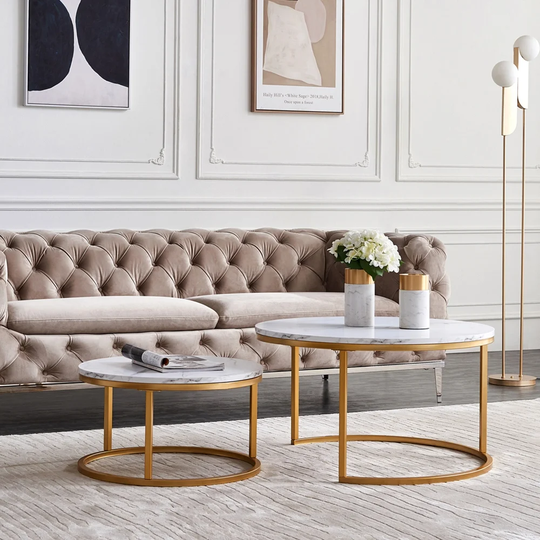 Coffee Table Set of 2 Nesting Tables Modern Round End Table