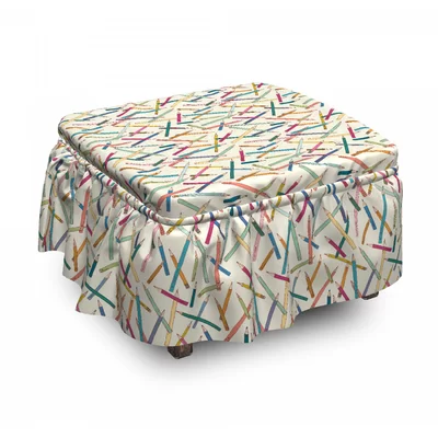 Comic Pencils Ottoman Slipcover