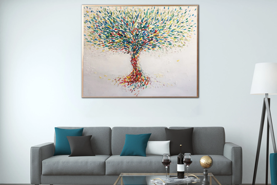 Impasto Colorful Tree Of Life Abstract Original Painting Large Multi Colored Art On Canvas Nature Modern Artwork For Living Room