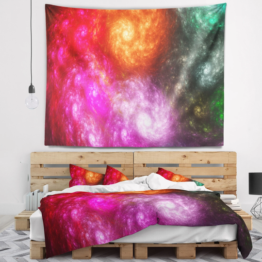 Designart 'Multi Color Rotating Galaxies' Abstract Wall Tapestry