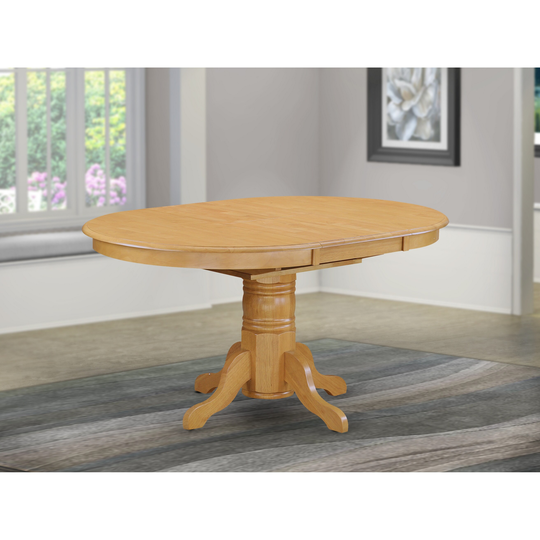 AVT-BLK-TP Butterfly leaf Oval Table - Cherry Table Top and Black Finish Pedestal Legs Hardwood Table (Finish Option)