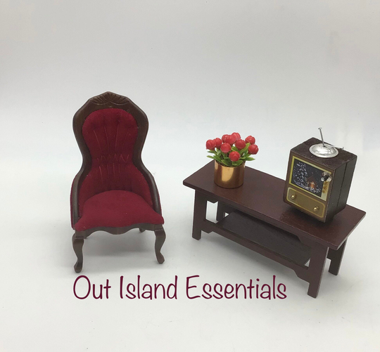 Miniature Lady's Victorian Chair I Dollhouse Antique Velour Furniture 1 12 Scale