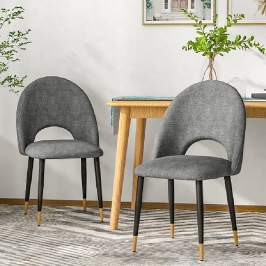 Nordic Style Dining Room Furniture Comfortable Decoration similar to sackcloth Fabric Seat Dining Chair With Black Golden Legs